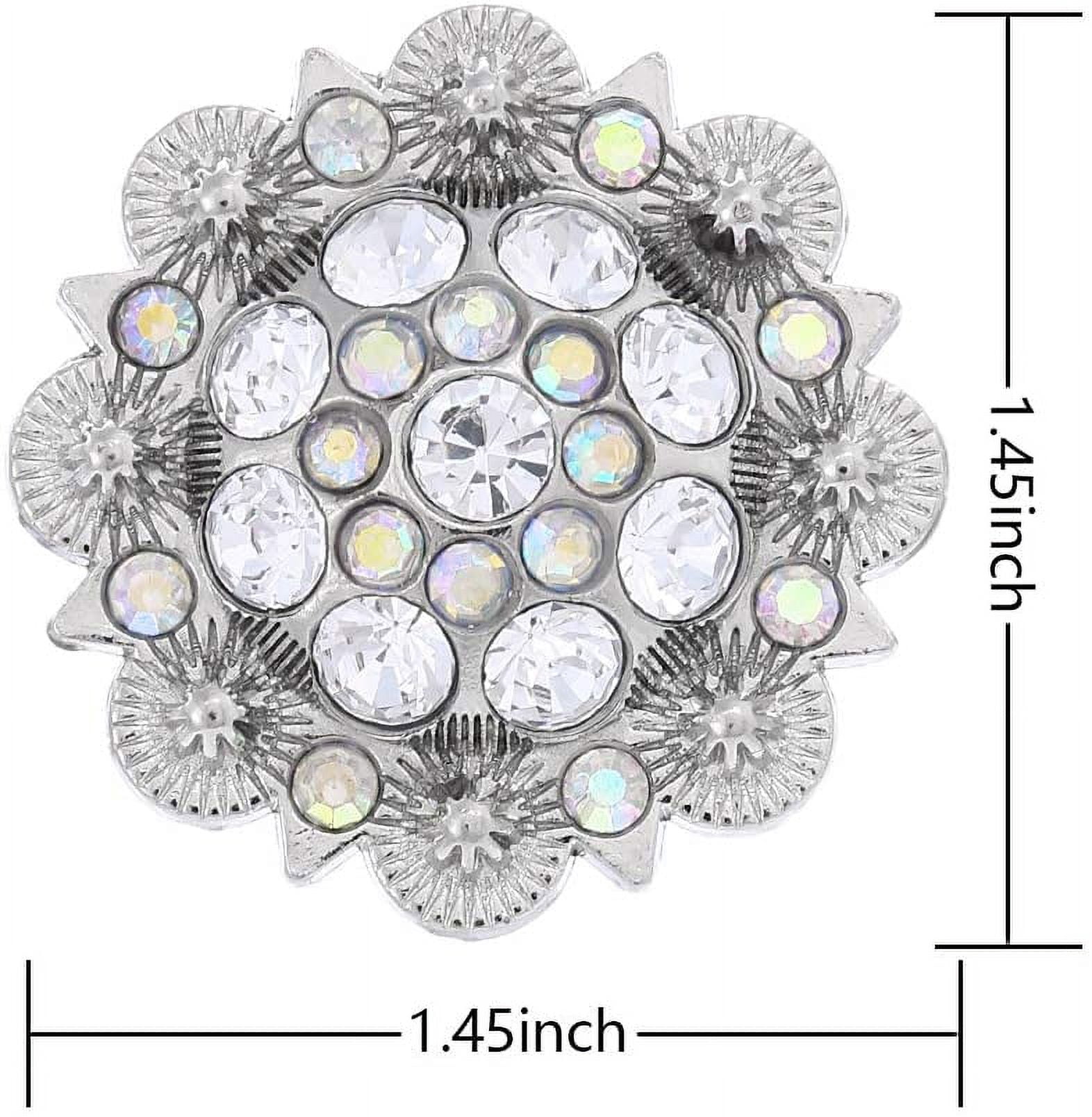 ABPETE 12-Pack Floral Rhinestone Conchos with Screw Backs - Crystal Embellishments for Leathercraft, Belts, Bags & DIY Projects​