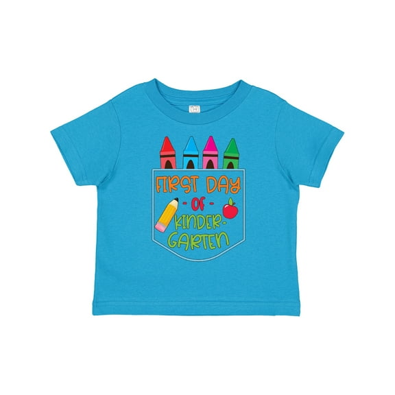 Inktastic 1st Day of Kindergarten Crayons and Apple Back to School Boys or Girls Toddler T-Shirt