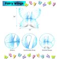 thumbnail image 4 of Mozzly Blue Fairy Costume Wings - Cute Glitter Fairy Wings For Kids, Butterfly Costume Accessories for Dress Up, Cosplay, or as Halloween Butterfly Wings for Girls - 21 Inches, 4 of 7