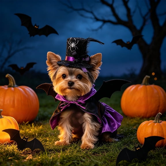 Halloween Pet Cloak and Hat Set for Dogs and Cats, Polyester Pumpkin Print Hoodie Style, Adjustable Neck, Soft Elastic Fabric, Cozy Holiday Costume for Parties and Photos