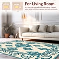thumbnail image 2 of ODIKA 8'x10' Machine Washable Non-Slip Area Rug, Mystical Garden Ornate Swirling Baroque Medallion Motif High Traffic Rug with Pad, Teal, 450936, 2 of 8