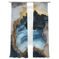thumbnail image 7 of Navy Blue Sheer Curtains 84 Inch Length 2 Panels Set, Marble Ink Painted Artwork Modern Luxury Voile Window Treatment Rod Pocket Curtains Sheers Drapes for Bedroom/Living Room/Kitchen 52"x84"x2, 7 of 7