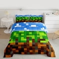 thumbnail image 2 of Castle Fairy Pixelated Blocks Miners Twin Comforter Sets,Plaid Video Game Bedding Set, 2 of 8