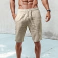 thumbnail image 3 of Huanglei Men's Casual Shorts ,Casual Summer Shorts Linen Blend Elastic Waist With Pockets Loose Fit (Beige ,3X-Large), 3 of 5