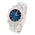 thumbnail image 3 of Bling-ed Out Silver Round Luxury Mens Watch w/Bling-ed Out Cuban Bracelet - Cuban (DXB Silver Magic Blue), 3 of 5