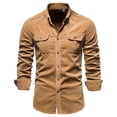thumbnail image 1 of Mikilon Chemise Blouse Décontractée pour Homme en Velours Côtelé de Coton à Manches Longues, Coupe Ajustée, Col Rabattu, 1 of 2