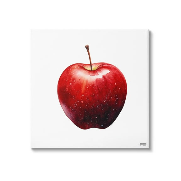 Stupell Industries Bold Red Apple Food & Beverage Painting Gallery Wrapped Canvas Art Print Wall Art, 17 x 17
