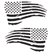 TOTOMO 2pc Tattered Subdued USA American Flag Decal (Matte Black 4"x7") Distressed Tactical US Military Army Navy Vinyl Bumper Sticker Car truck RV SUV Jeep Wrangler Boat Window accessories USF-03