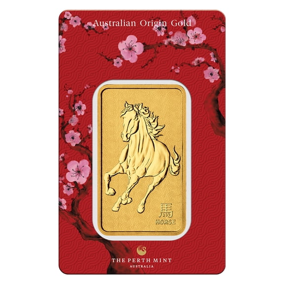 2026 1 oz Gold Bar - Perth Mint Lunar Horse w/ Assay
