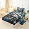 thumbnail image 2 of Castle Fairy Collage Shark Portrait Twin Sheets 3pcs,Vintage Framed Ocean Predator Layout Bedding,Teal Brass,1 Fitted Sheet,1 Flat Sheet and 1 Pillowcase, 2 of 6