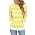 thumbnail image 2 of Fanxing Womens Hoodies Casual Striped Long Sleeve Hooded Sweatshirts Fall Winter Trendy Comfy Pullover Tops with Pocket Yellow S, 2 of 6