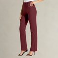 thumbnail image 3 of MVRLSH Womens Yoga Pants Soft Petite Size Button Stretch Pull On Lightweight Work Dress Slacks With Storage Pockets Leggings for Women Running Gym and Workout Red - M, 3 of 7