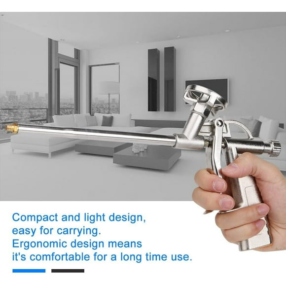 Stainless Steel Caulking Foaming Gun, Foam Expanding Spray Gun Sealant Dispensing PU Insulating Applicator Tool Easy