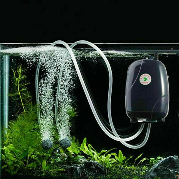 Dual Outlet Aquarium Air Pump,Quiet Mini Air Pump For Aquarium Fish Tank Oxygen Pump Hydroponic Oxygen Fish Tank Bubbler Adjustable Air Valve-Silent Energy Saving