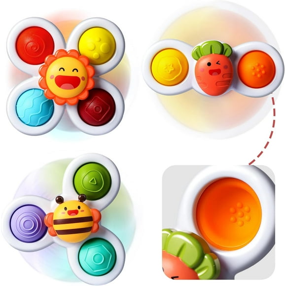 3PCS Pop up Suction Cup Spinner Toys for 1 Year Old Boy Girl|Novelty Spinning