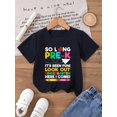 thumbnail image 1 of Fancy' Printed Crew Neck T-Shirt For Boys and Girls Back-To-School Season Short Sleeve T-Shirt Top For Toddlers, 1 of 7
