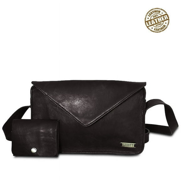 Carla by Strutt- The Dark Brown Sling Bag and Wallet Unisex Combo