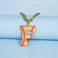 thumbnail image 2 of Baseball Initial A-Z Letter Pendant Necklace Cuban Chain Stainless Steel Jewelry, 2 of 7