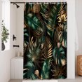 thumbnail image 6 of Tropical Shower Curtain,Green Plants Leaves Gold Botanical Jungle Bathroom Decor Shower Curtain Sets,Black Polyester Fabric with 12 Plastic Hooks 72X72in, 6 of 6