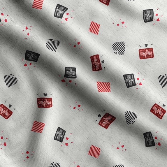 Soimoi Pocker Printed, Poly Canvas Fabric, Decor Sewing Fabric by The Yard 56 Inch Wide,Decorative Fabric for Curtains Tote Bags, Red