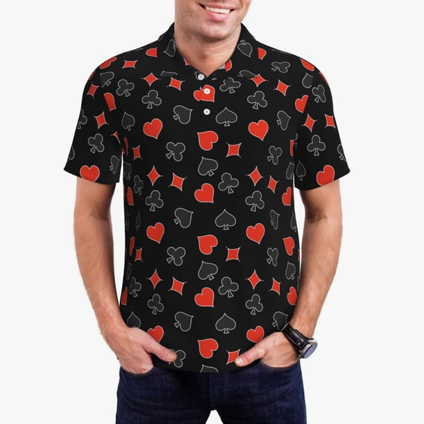 Fotbe Poker Creative Symbols Camiseta Polo de Golf para Hombre con Estampado – Camisa Deportiva Transpirable con Cuello Abotonado-Large