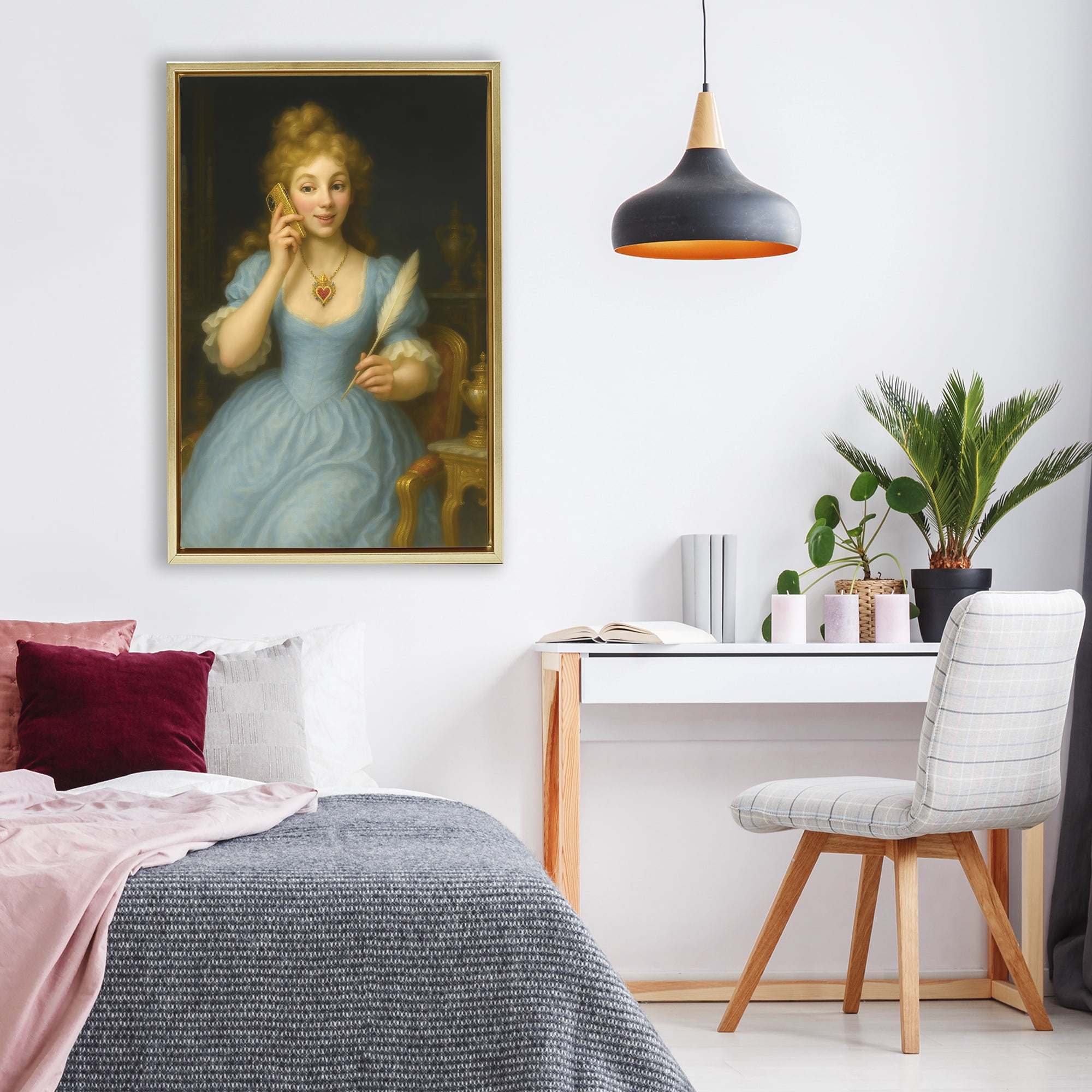 Stupell Industries May I Take A Message Gold Framed Floater Canvas Wall Art, design by Grotto Studios