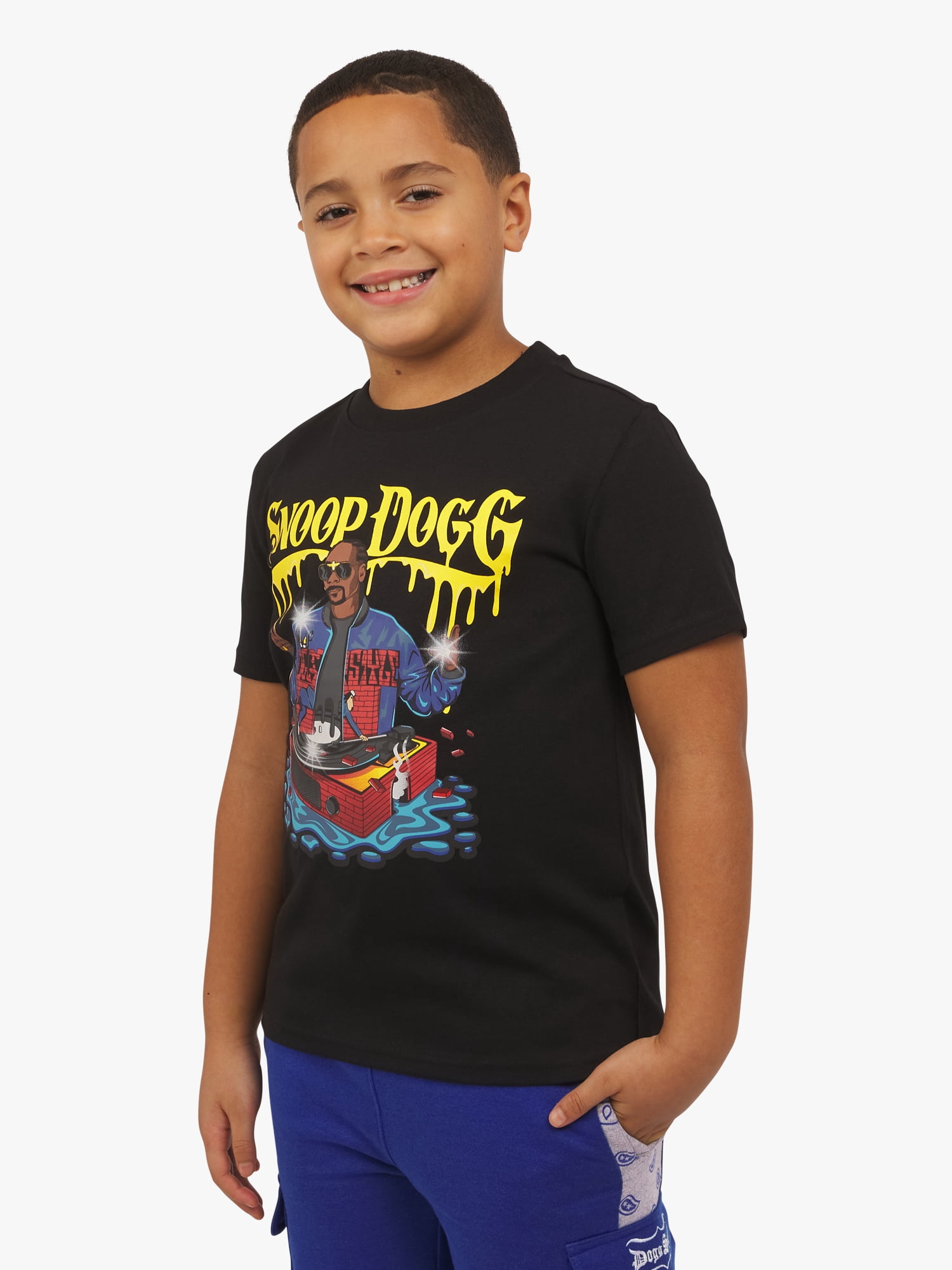 Dogg Supply Boys Short Sleeve Turntable Drip Graphic T-Shirt, Sizes XS-XXL