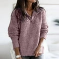 thumbnail image 4 of Sweaters for Women 2025 Fall Winter Long Sleeve Lapel Casual Knitted Jumper Tops Womens Pullover Sweaters, 4 of 6