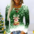 thumbnail image 2 of Camisas Navideñas Para Mujer Tops de Manga Larga Moda Con Cuello en V Empalme Irregular Suelto Odeerbi ODB198756, 2 of 4