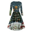 thumbnail image 6 of Christmas Dresses for Women Women's Casual And Fashionable Christmas Printed Long Sleeved V-neck Sexy Dress with Pockets for Holiday Party,Army Green,L, 6 of 7