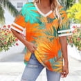 thumbnail image 4 of gakvbuo Women'S Plus Size Tunic Tops Oversized V-Neck Short Sleeve Color Blocks Summer Shirt Loose Sports T-Shirt, 4 of 6
