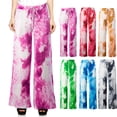 thumbnail image 2 of Mujeres Tie Dye Pantalones de pierna ancha Cintura ancha Bolsillo Pantalones suaves elásticos Pantal Abanopi Gris/Grande, 2 of 7