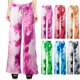 thumbnail image 2 of Mujeres Tie Dye Pantalones de pierna ancha Cintura ancha Bolsillo Pantalones suaves elásticos Pantal Abanopi borgoña/Grande, 2 of 7