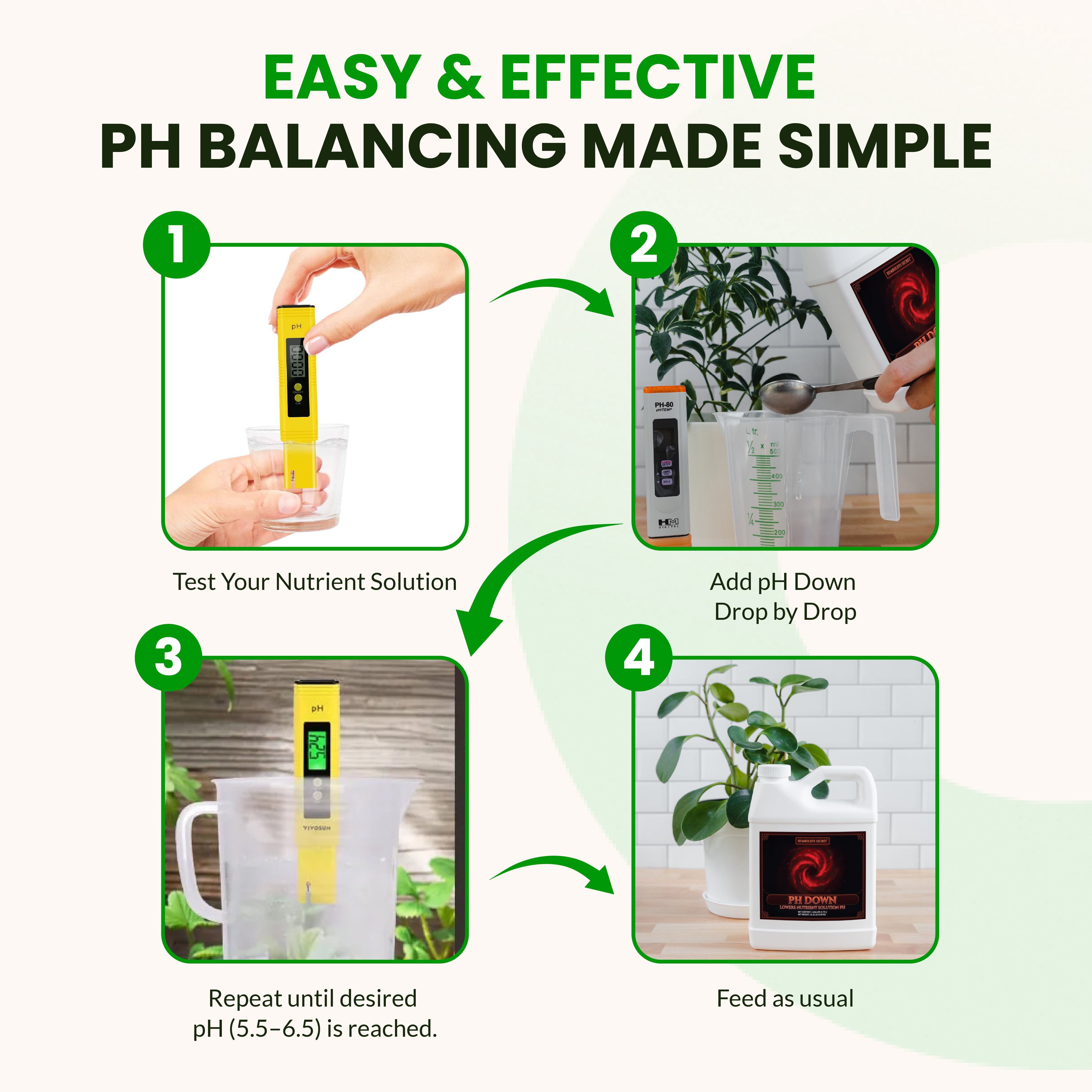 Humboldts Secret pH Down for Plants | Liquid pH Adjuster and Balancer for Soil Coco Hydroponics | Concentrated Phosphoric Acid Solution Supporting Nutrient Uptake and Strong Growth | 1 Gallon