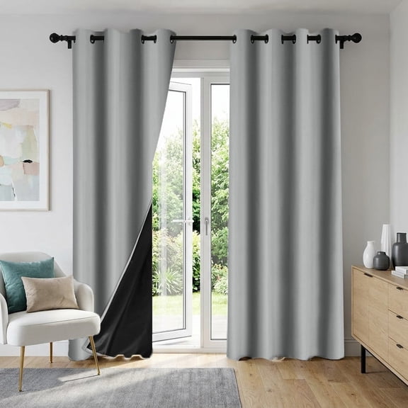 2 Panels Blackout Window Curtains , Thermal Insulated Room Darkening Curtain Drapes for Living Room Bedroom