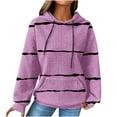 thumbnail image 2 of Waffle Knit Hoodie Women,Women's Striped Color Block Hoodies Soft Waffle Plus Size Sweatshirt Fall Casual Long Sleeve Pullover Drawstring Workout Tops, 2 of 7