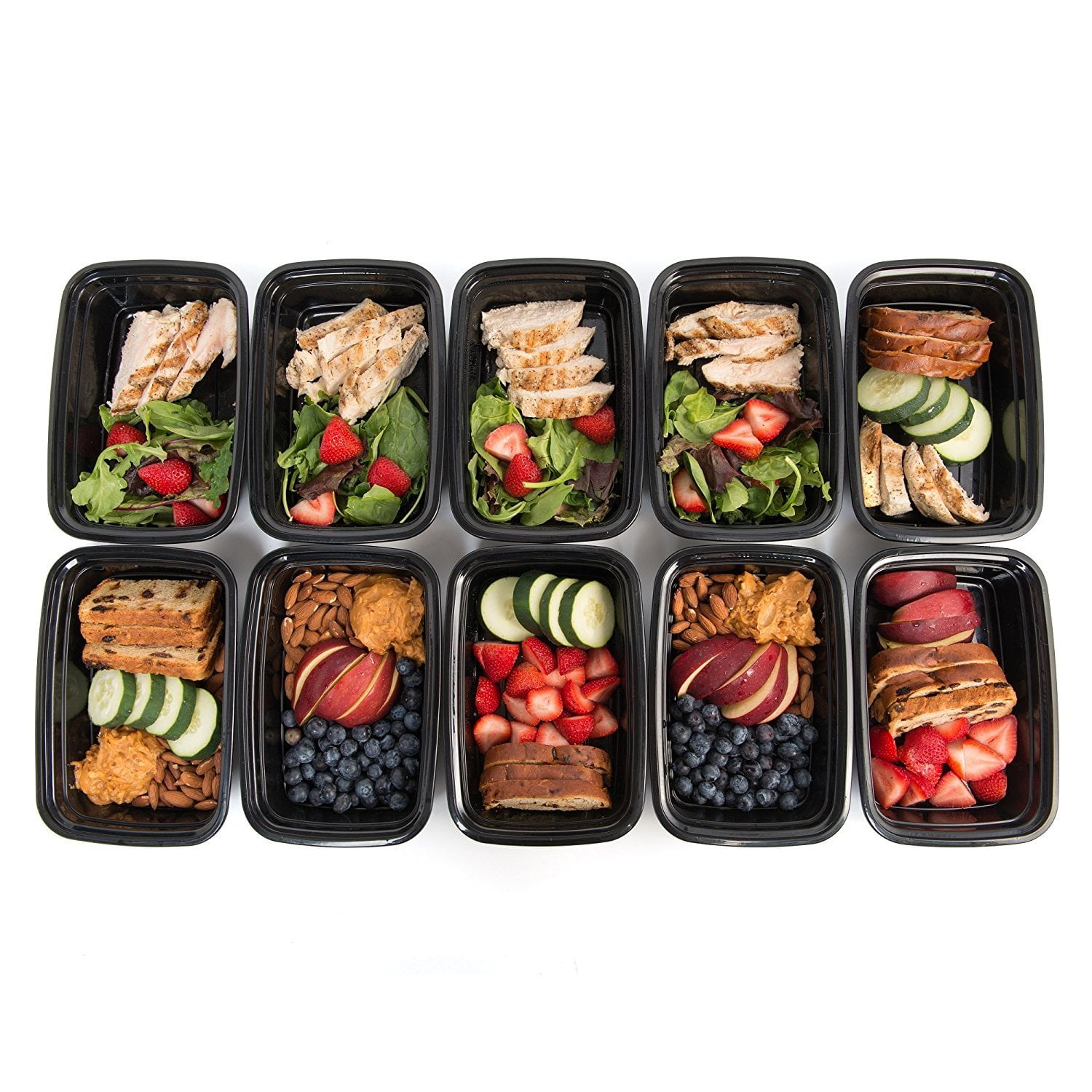 10-Pack] Premium 3-Compartment Stackable Meal Prep Containers with