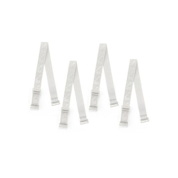 INSPIRE CHIC Women's 2 Pair 10/12/15/18/20mm Width Stretchable Shoulder Bra Straps Adjustable Elastic Straps White-Flower Pattern-18mm