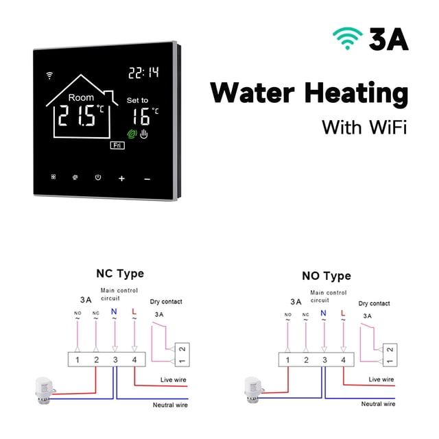 Tuya WiFi Smart Thermostat LCD Display Touch Screen For Electric Floor Heating Water/Gas Boiler Temperature Remote Controller Wireless ,Easy to Install
