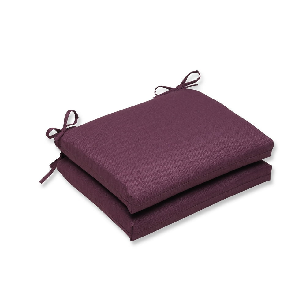 Set of 2 Purple UV/Fade Resistant Outdoor Patio Seat Cushion with Ties