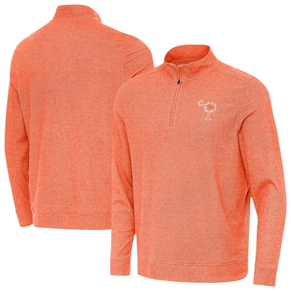 Men's Antigua Heather Orange Clemson Tigers Palmetto Series Subtle Quarter-Zip Pullover