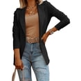 thumbnail image 3 of Women Long Sleeved Sports Jacket Solid Color Sports Jacket Office Open Front Casual Jacket, 3 of 4