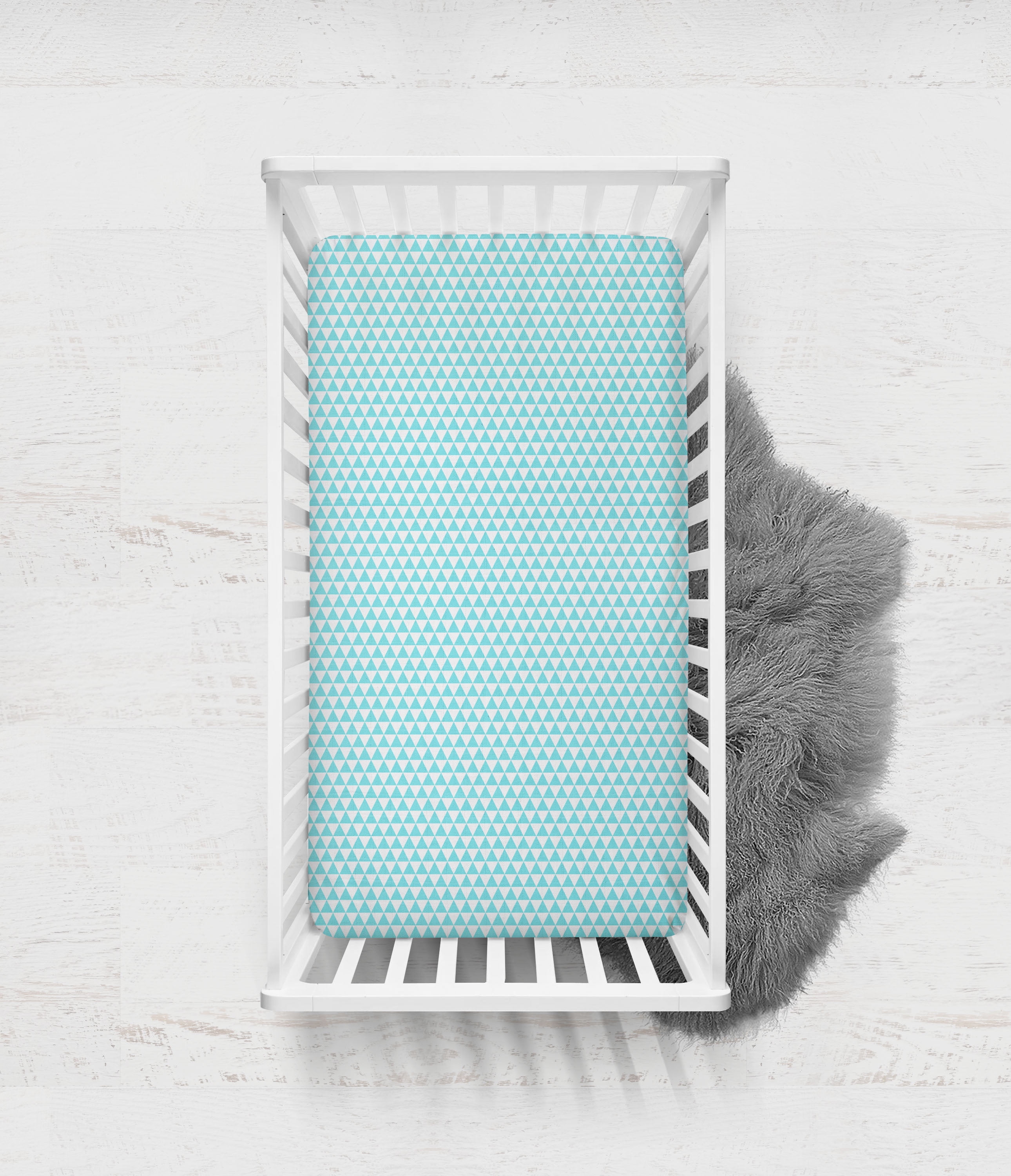 Bacati - Aztec/Tribal Aqua Crib/Toddler Bed Fitted Sheets 100% Cotton Muslin 2 Pack, Small Triangles