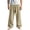 Khaki -CC37, variant on Men's Cotton Linen Pants Casual Summer Beach Pants Loose Fit with Pockets Elastic Waist Drawstring Yoga Trousers Army Green 4XL