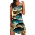 thumbnail image 2 of ICHUANYI Clearance Women's Fashion Sleeveless Round Neck Casual Printed Dress(Army Green, XXL) ICHUANYI WER2023081109306, 2 of 5