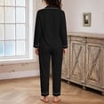 thumbnail image 5 of TEAJOPSUU Women's 2 Piece Pajama Sets Cute Comfy Notched Collar Button Down Long Sleeve Sleepwear Sets with Pants Loungewear Outfit Sets Black, 5 of 5