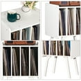 thumbnail image 6 of Record Player Stand, Modern Turntable Stand with 4 Cabinet Storage Cabinet for Living Room Bedroom, Album Display Shelf Turntable White, 6 of 8