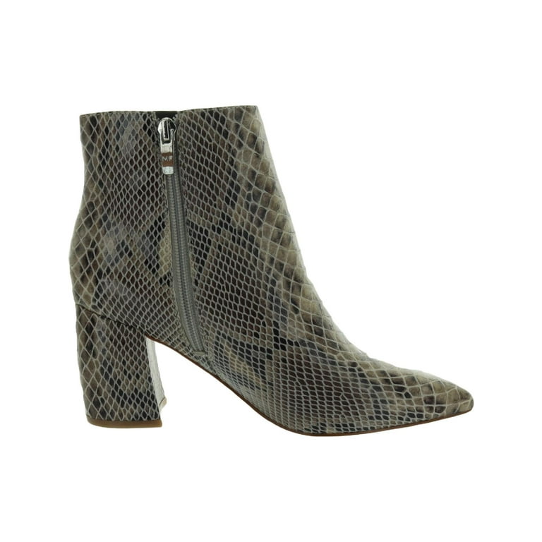 MARC FISHER Womens Beige Snakeskin Cushioned Retire Pointed Toe Block Heel Zip Up Booties 6 M