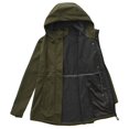 thumbnail image 3 of Women's Softshell Jacket with Hood Fleece Lined Windbreaker Zip Up Button Winter Insulated Long Warm Jacket, 3 of 5