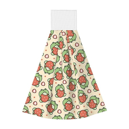 

Jgfou Frog Hold Strawberry Print Coral Fleece Microfiber Hanging Hand Towel Soft Premium Dishcloths Multi-Purpose Dust and Stain Removal Cleaning Supplies